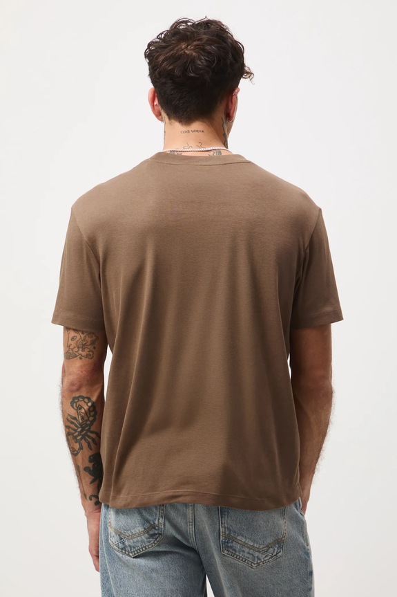 Odzież T-shirt bawełniany męski interlock z nadrukiem RW25-TSMB16 brązowy