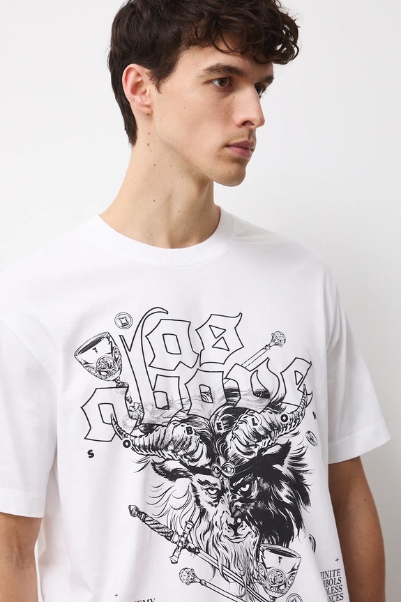 T-shirt bawełniany męski z nadrukiem biały RW25-TSMC11