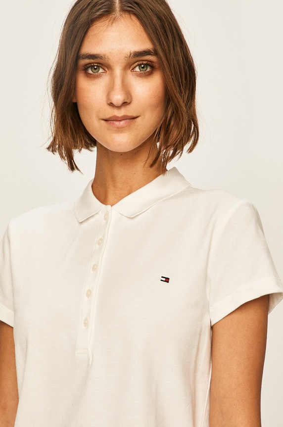 Tommy Hilfiger - Top 1M57636661 z elastanem biały 1M57636661