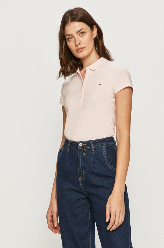 Tričko Tommy Hilfiger slim růžová 1M57636661