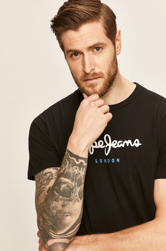 Pepe Jeans - T-shirt Eggo potisk černá PM500465..