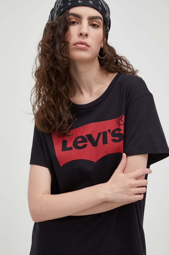 Bombažna kratka majica Levi's črna 17369.0201