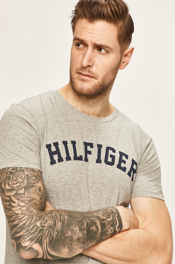 Tommy Hilfiger - Pánske tričko bavlna sivá UM0UM00054