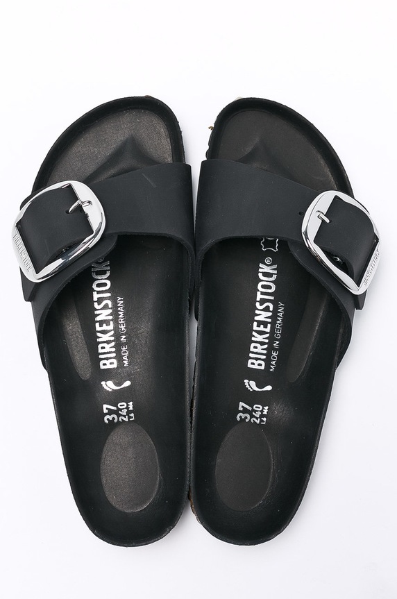 Birkenstock klapki nubukowe Madrid Big Buckle 1006523 czarny