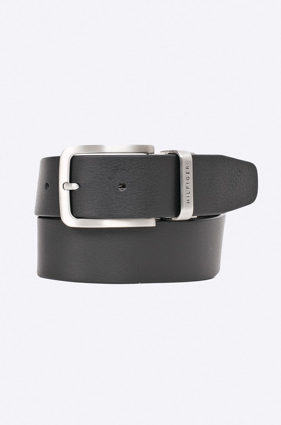 Tommy Hilfiger - Pasek skórzany dwustronny czarny AM0AM03111