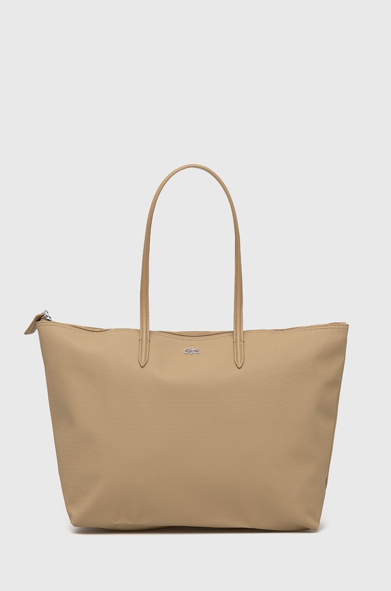 Τσάντα Lacoste απομίμηση λείου δέρματος μπεζ NF1888PO