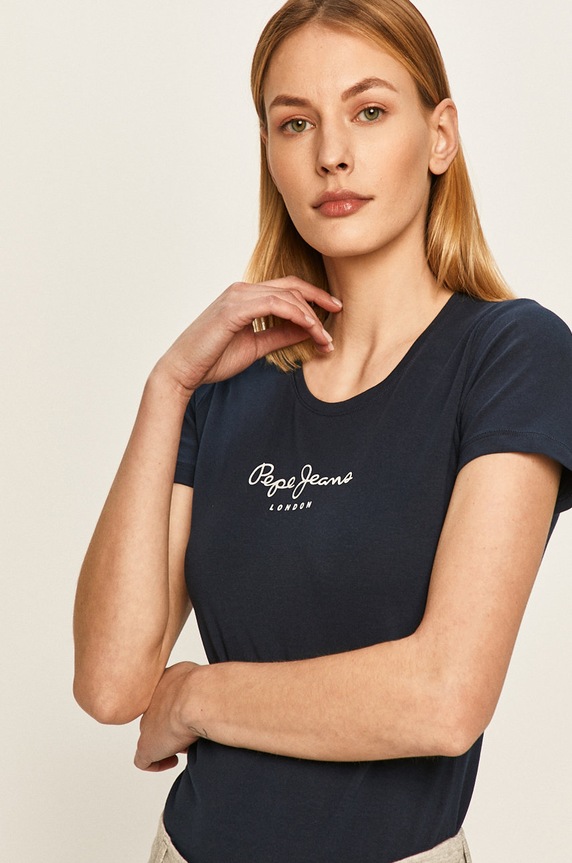 Pepe Jeans - Top New Virginia z elastanem granatowy PL502711