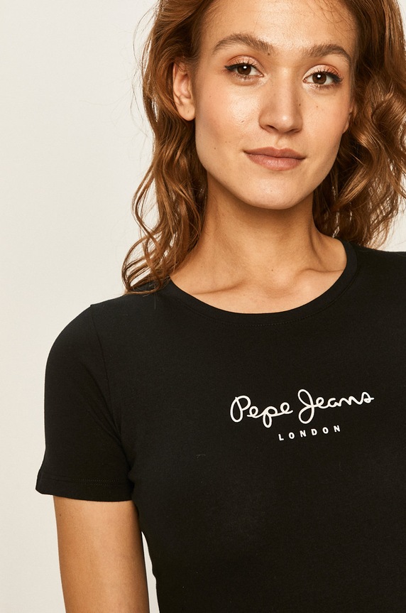 Pepe Jeans - Top PL502711 s elastanom čierna PL502711