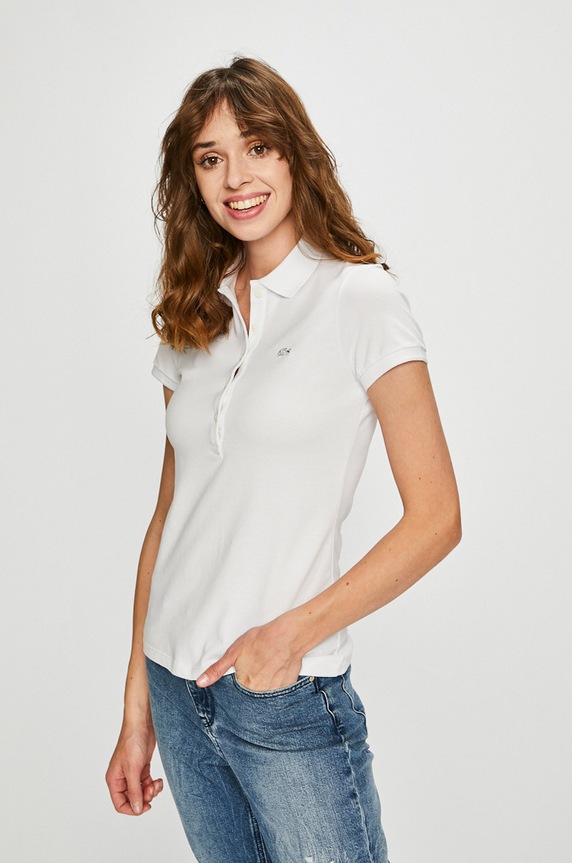 Lacoste - Top s elastanom biela PF7845