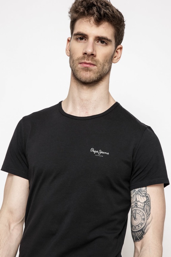Pepe Jeans - Pánske tričko jednofarebný čierna PM503835
