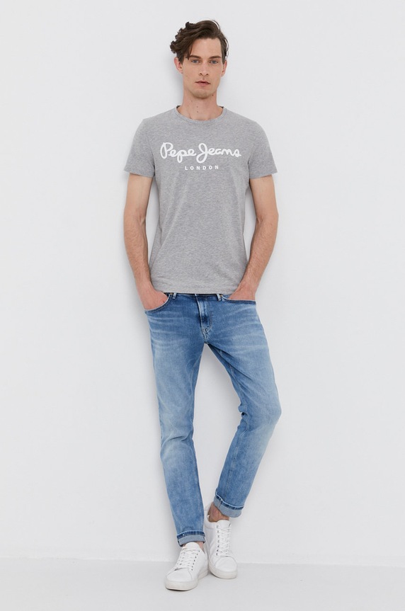 Pepe Jeans - T-shirt nadruk szary PM501594.