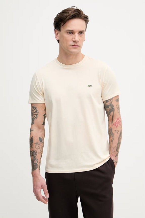 Lacoste tričko pánske bavlnené béžová TH6709