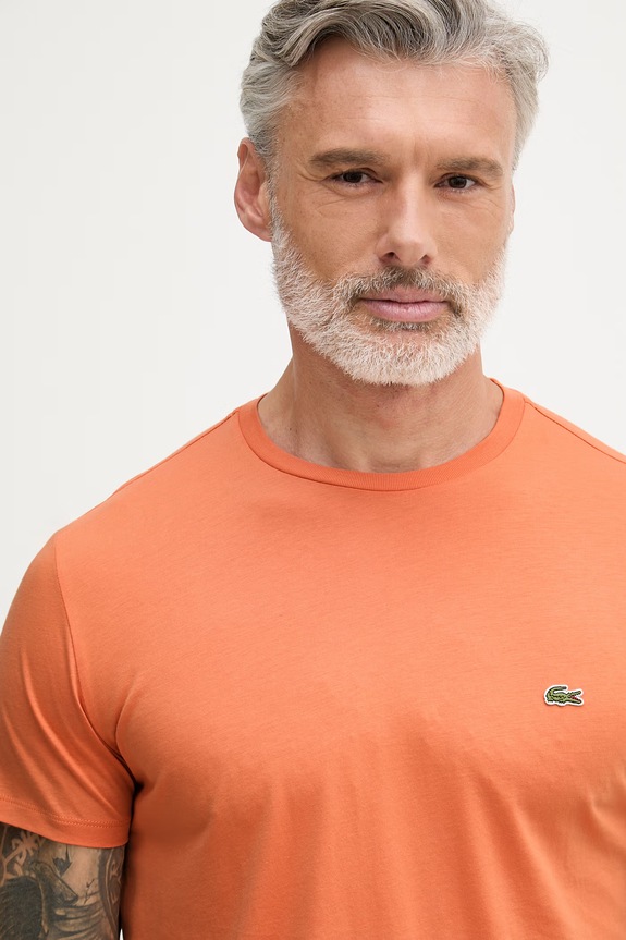Lacoste T-shirt bawełniany męski pomarańczowy TH6709