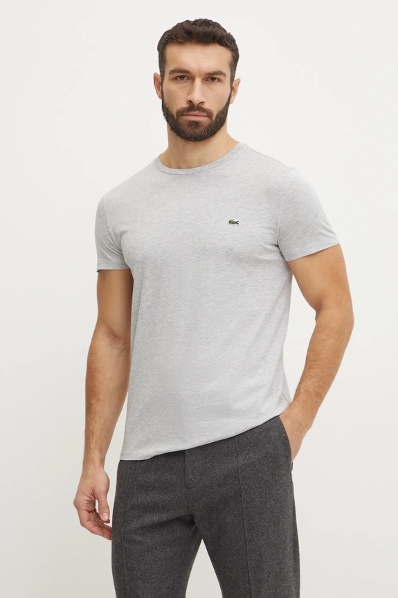 Lacoste t-shirt ανδρικό βαμβακερό κανονικό γκρί TH6709