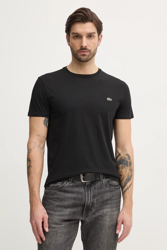 Lacoste T-shirt ανδρικό βαμβακερό βαμβάκι μαύρο TH6709