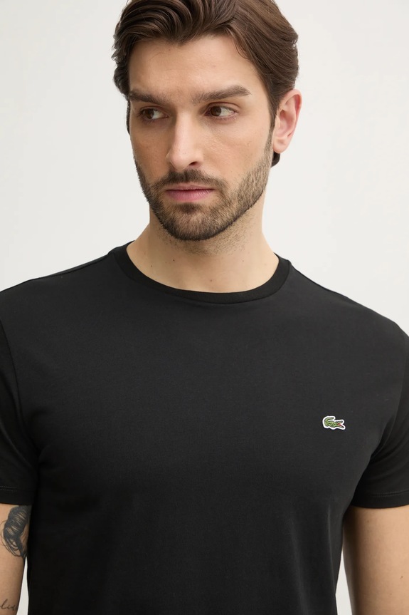 Lacoste T-shirt ανδρικό βαμβακερό μαύρο TH6709