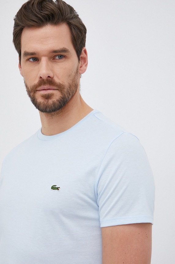 Lacoste T-shirt męski bawełniany niebieski TH6709