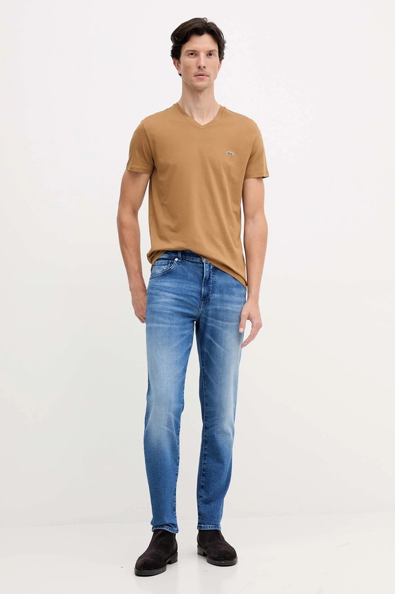 Lacoste tričko pánske bavlnené TH6710 béžová SS26