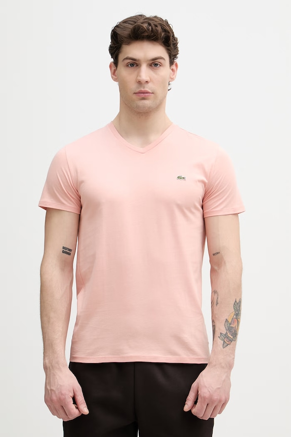 Lacoste T-shirt bawełniany męski pomarańczowy TH6710