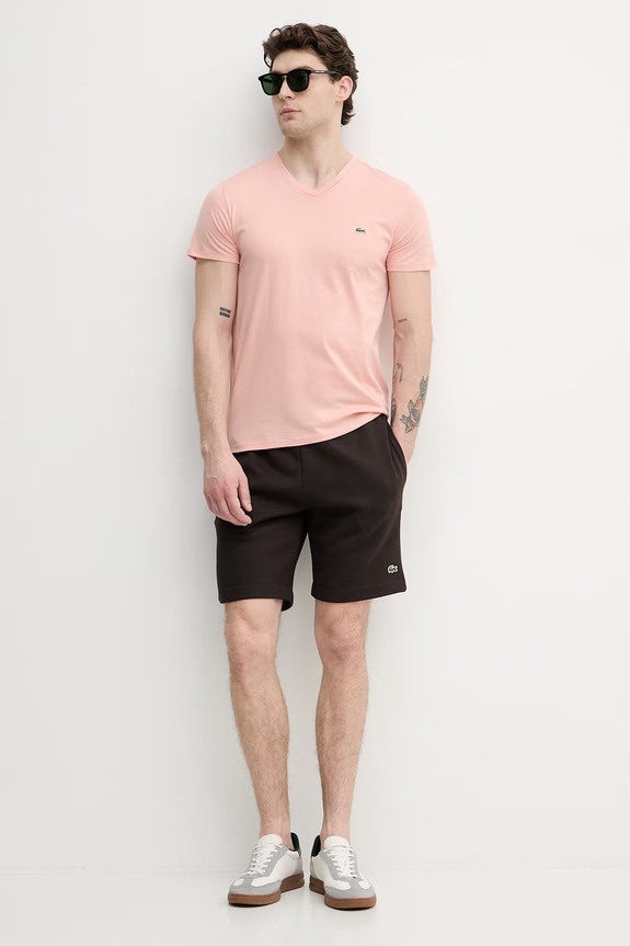 Lacoste T-shirt bawełniany męski TH6710 pomarańczowy SS26