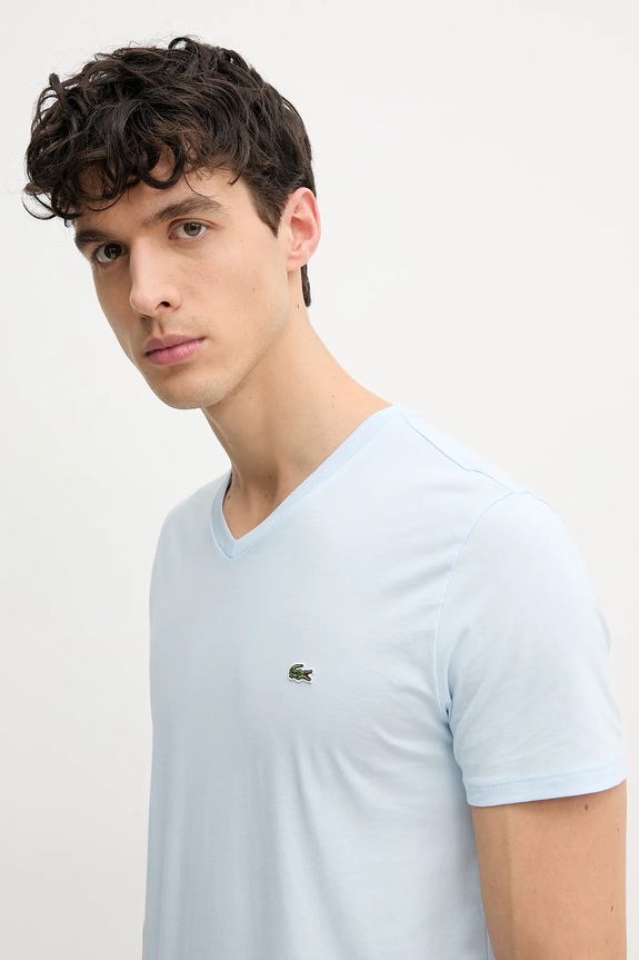 Lacoste T-shirt męski bawełniany niebieski TH6710
