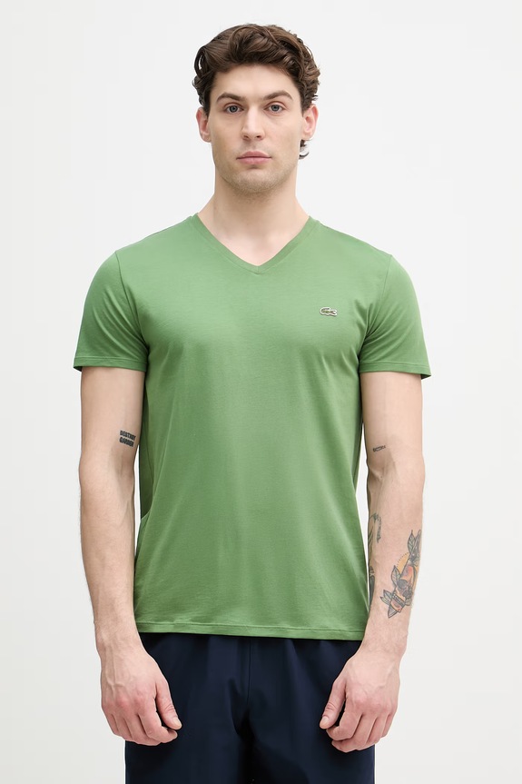 Lacoste t-shirt bawełniany męski zielony TH6710