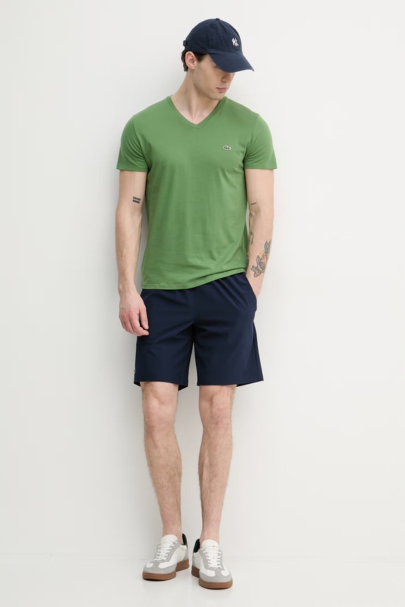 Lacoste t-shirt bawełniany męski TH6710 zielony SS26