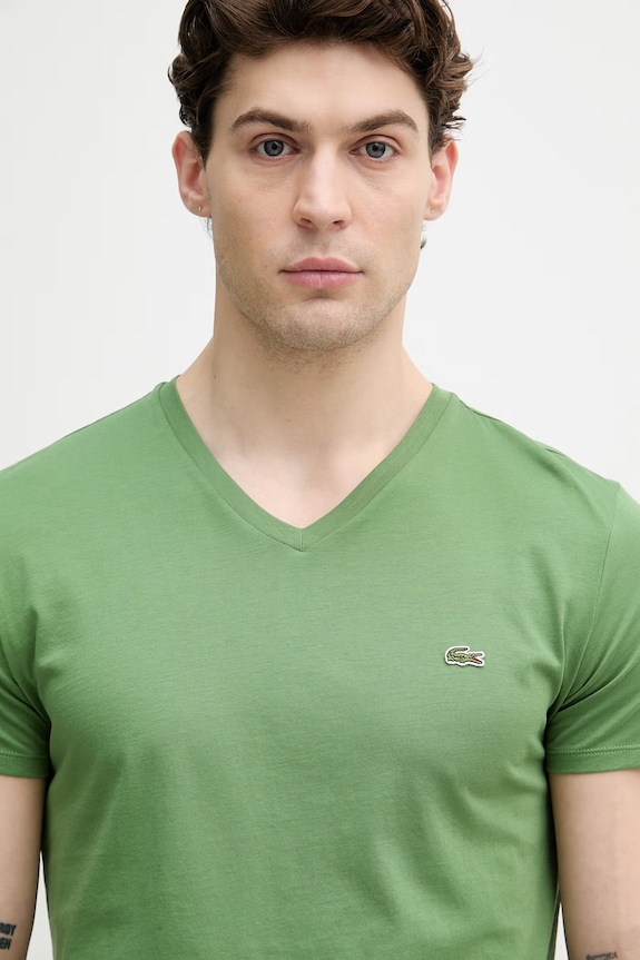 Lacoste t-shirt bawełniany męski zielony TH6710