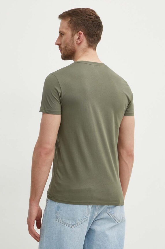 Ρούχα Lacoste T-shirt ανδρικό βαμβακερό TH6710 πράσινο