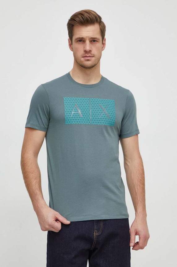 Armani Exchange t-shirt bawełniany zielony 8NZTCK.Z8H4Z.NOS