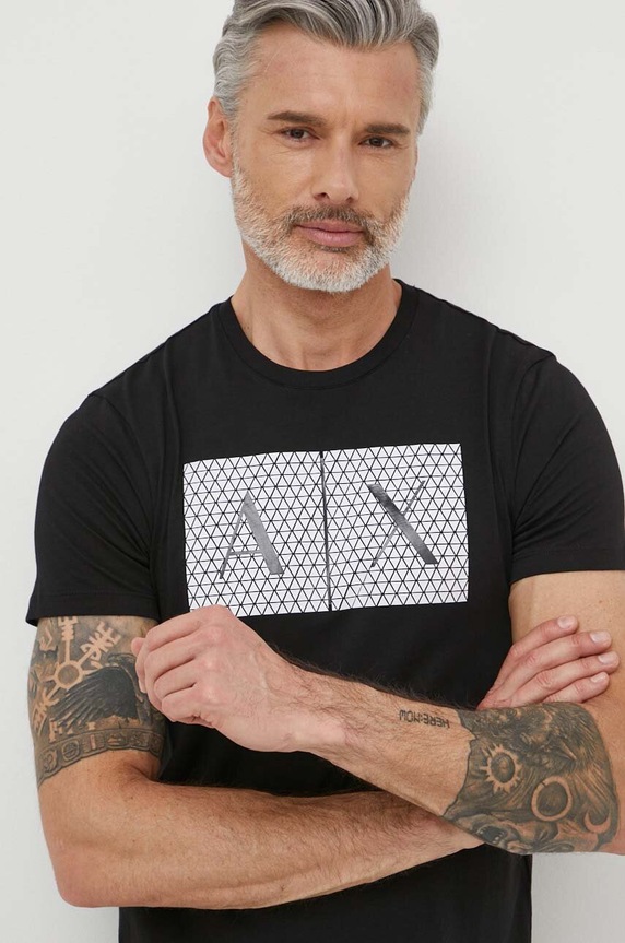 Armani Exchange pamut póló fekete 8NZTCK.Z8H4Z.NOS