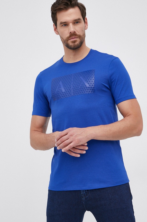 Armani Exchange t-shirt bawełniany nadruk niebieski 8NZTCK.Z8H4Z.NOS