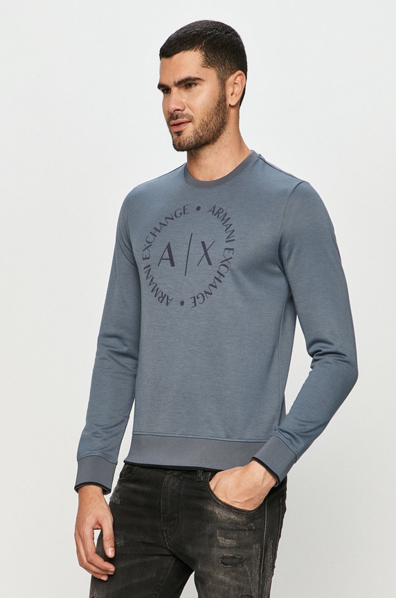 Armani Exchange - Mikina bez kapuce modrá 8NZM87.Z9N1Z