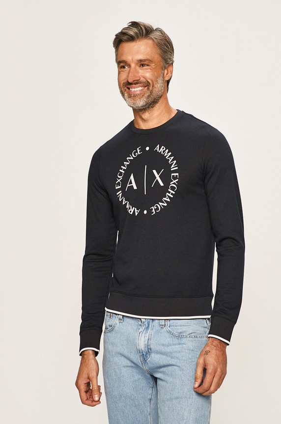 Armani Exchange - Mikina s elastanom tmavomodrá 8NZM87.Z9N1Z