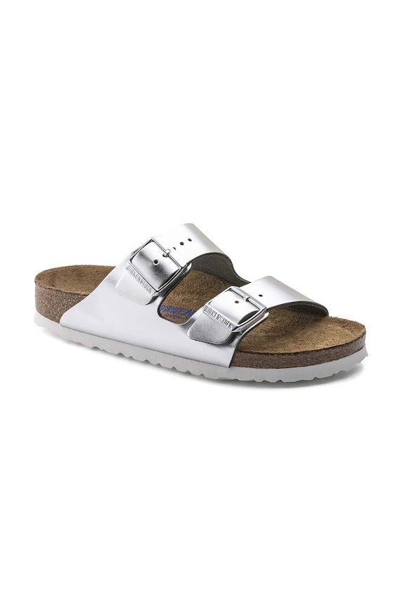 Δερμάτινες παντόφλες Birkenstock Arizona 1005960 ασημί AA00