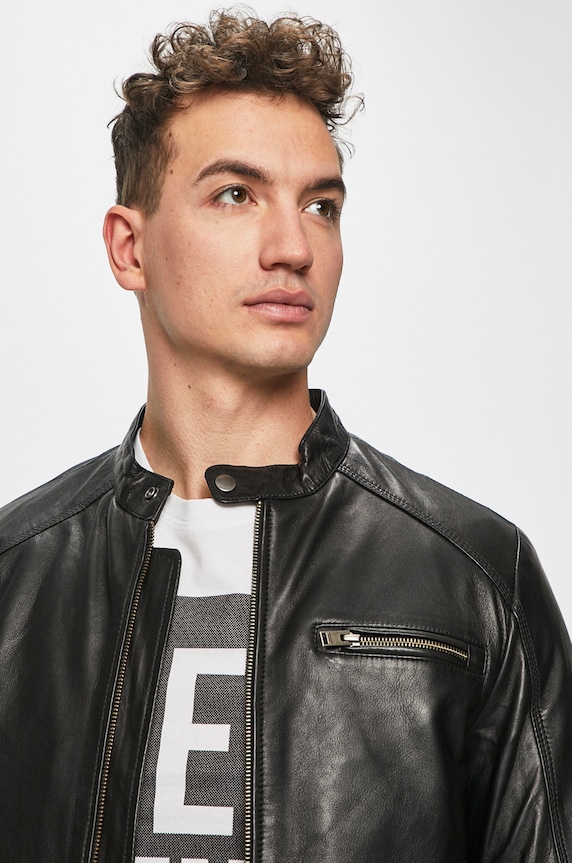 Selected Homme - Geaca de piele negru 16067129
