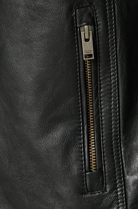 Selected Homme - Geaca de piele 16067129 negru