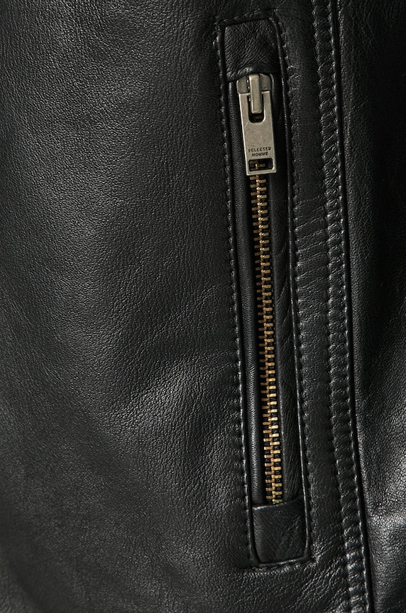 Selected Homme - Geaca de piele 16067129 negru