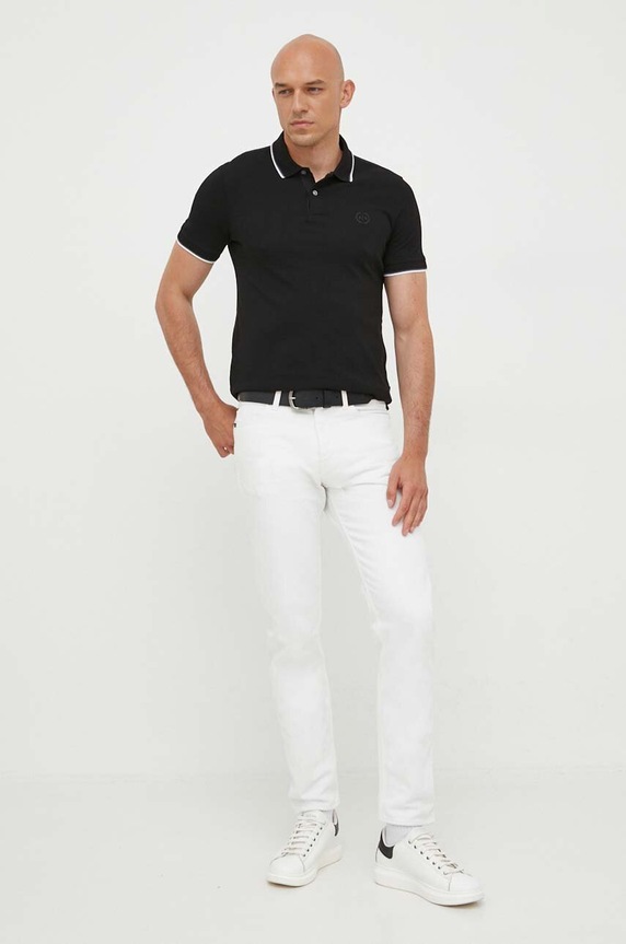 Armani Exchange polo bawełniane 8NZF75.Z8M5Z czarny AA00