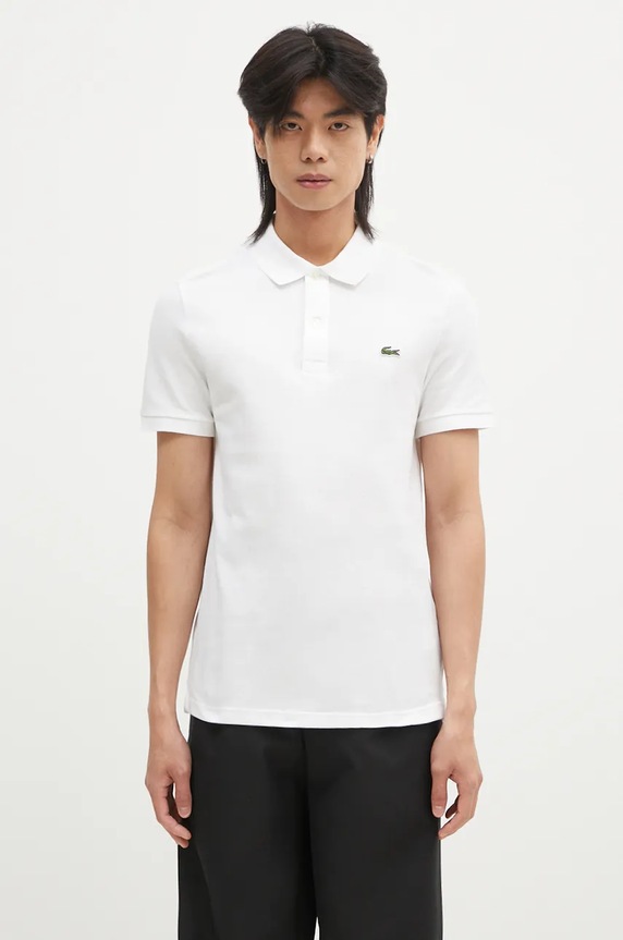 Lacoste polo de bumbac uni alb PH4012