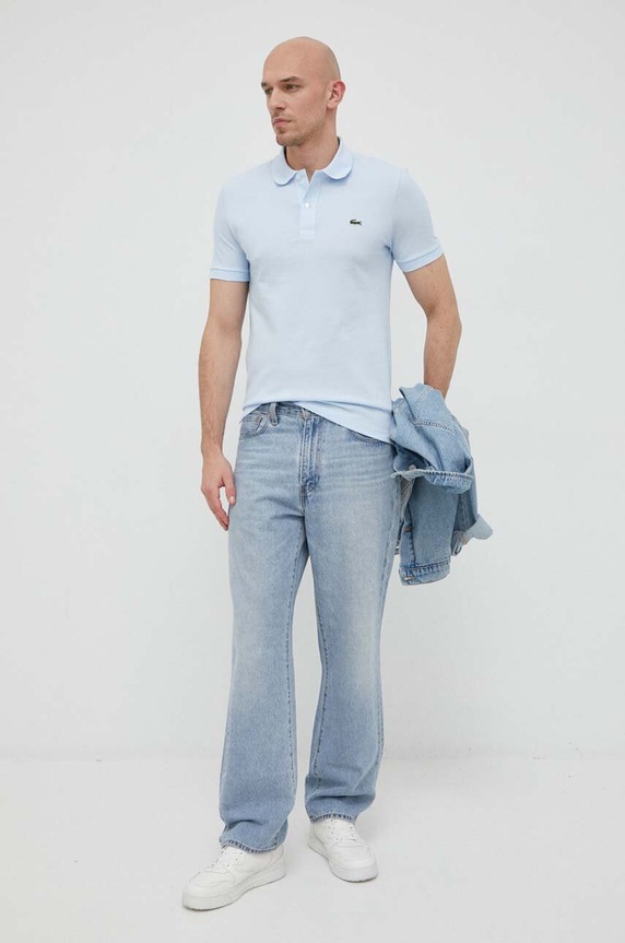 Lacoste polo bawełniane PH4012 niebieski SS26
