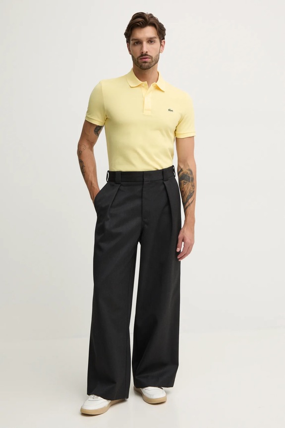 Памучна тениска с яка Lacoste PH4012 жълт SS26
