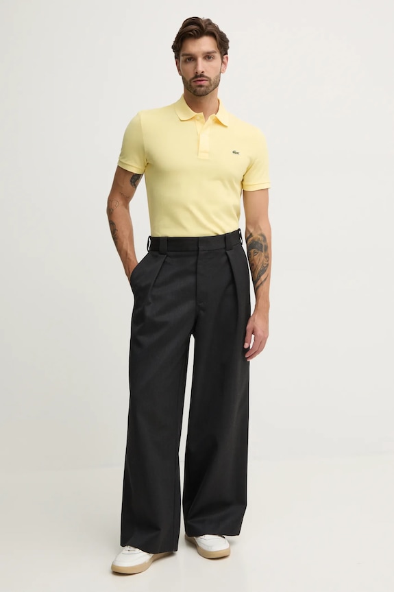 Памучна тениска с яка Lacoste PH4012 жълт SS26
