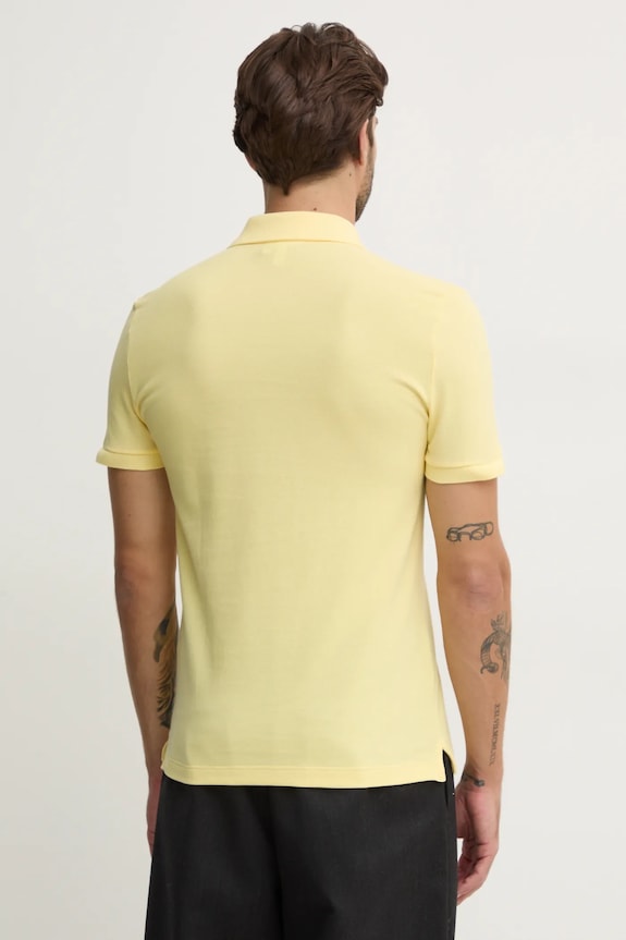 Дрехи Памучна тениска с яка Lacoste PH4012 жълт