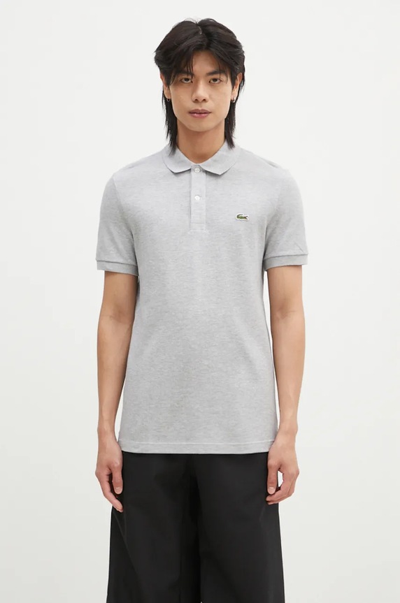 Lacoste Silver Chine Petit Pique Slim Fit Polo Gray cotton gray PH4012