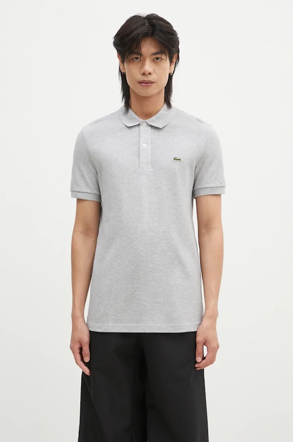 Lacoste Silver Chine Petit Pique Slim Fit Polo Gray cotton gray PH4012