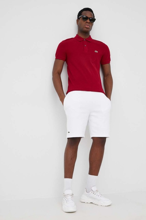 Lacoste pamut póló PH4012 burgundia SS26