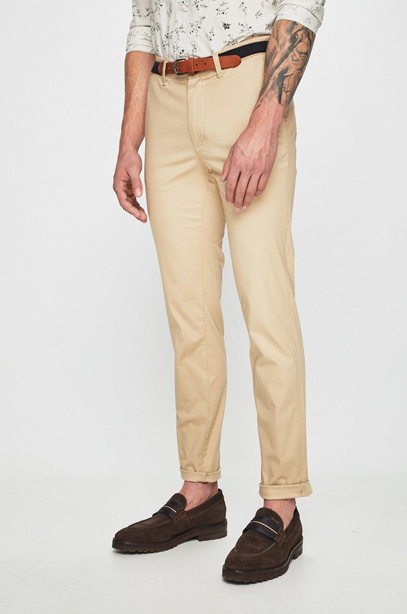 Selected Homme - Spodnie z elastanem beżowy 16048756