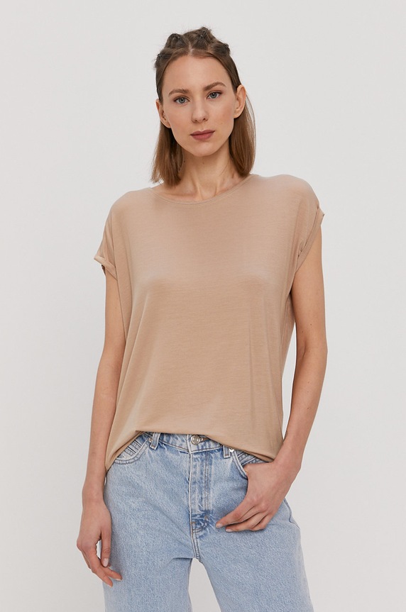 Vero Moda T-shirt z elastanem beżowy 10187159