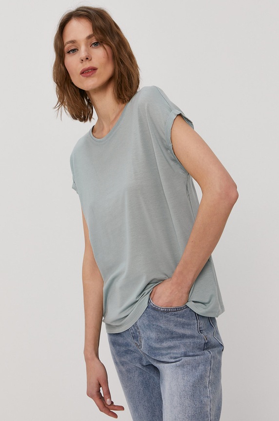 Tričko Vero Moda s elastanom tyrkysová 10187159